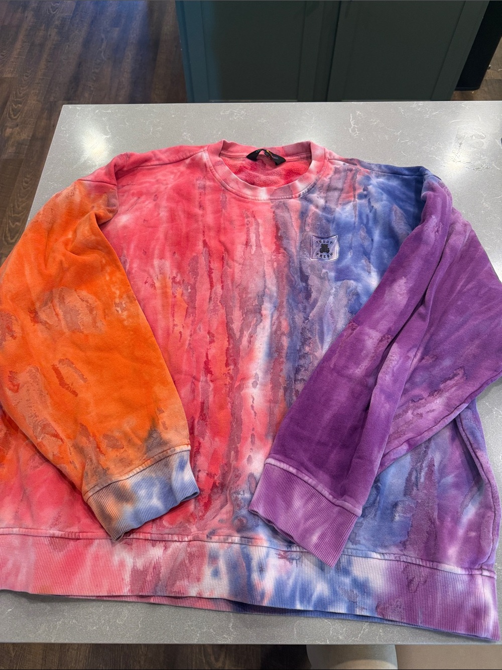 Teddy Fresh Multicolor Tie-Dye Crewneck - Orange, Pink, Blue, Purple
